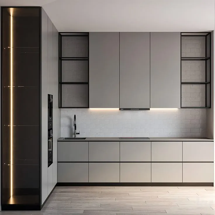 Contemporary Gray Kitchen Cabinets