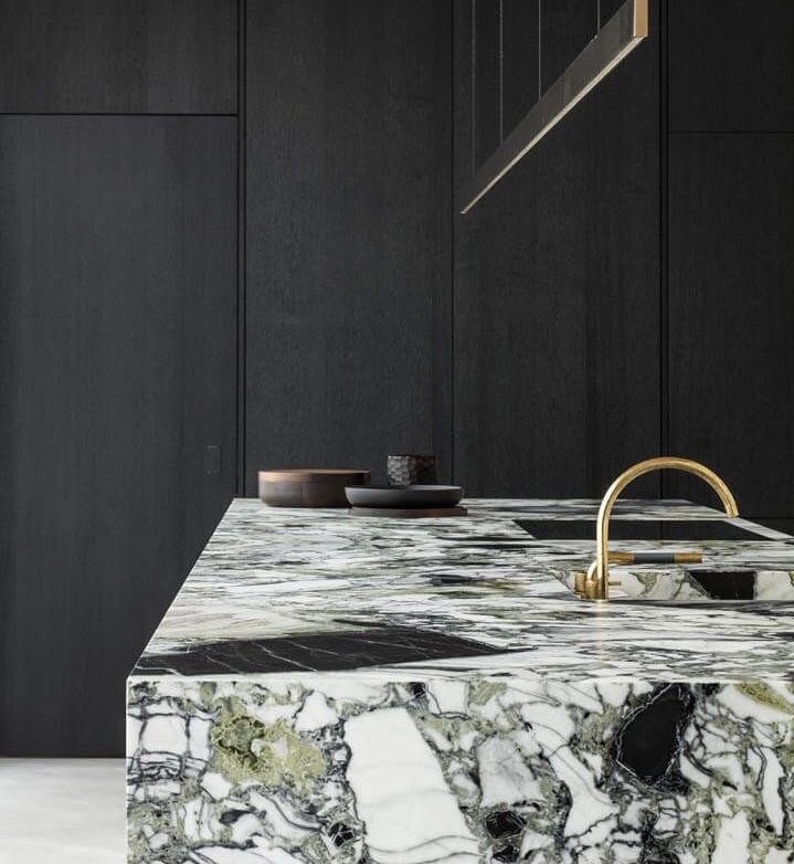 Black Kitchens with Colored Countertops