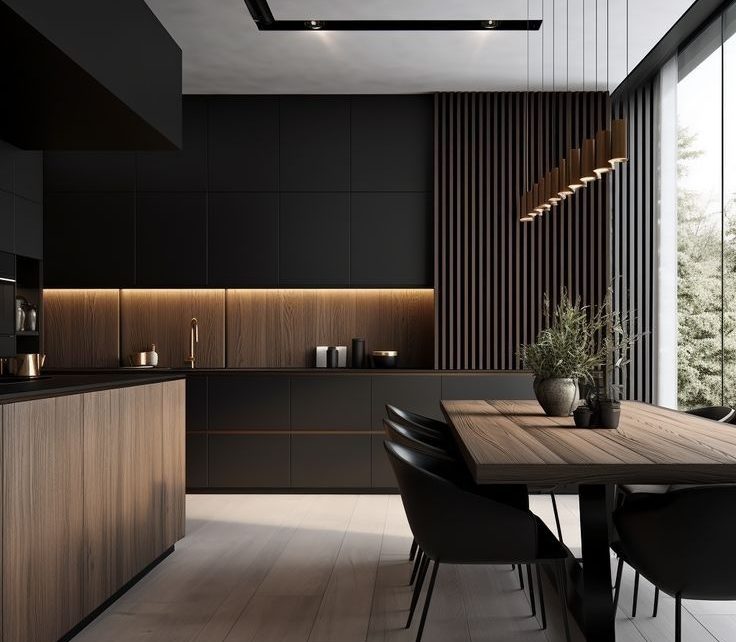 Black & Wood Kitchen Design