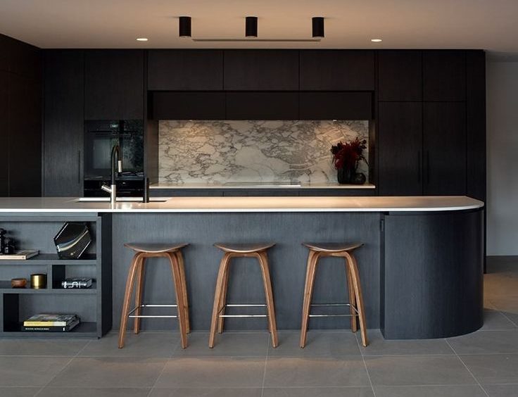 Black Kitchens with Stainless Steel Countertops