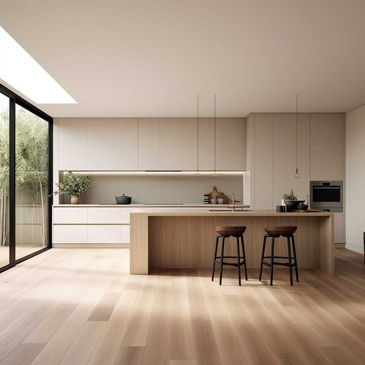 Modern White Oak Kitchen Cabinets