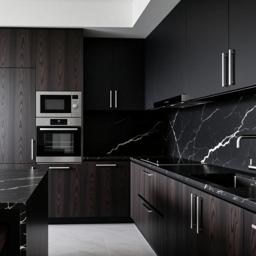 Matte Black Kitchen Cabinets