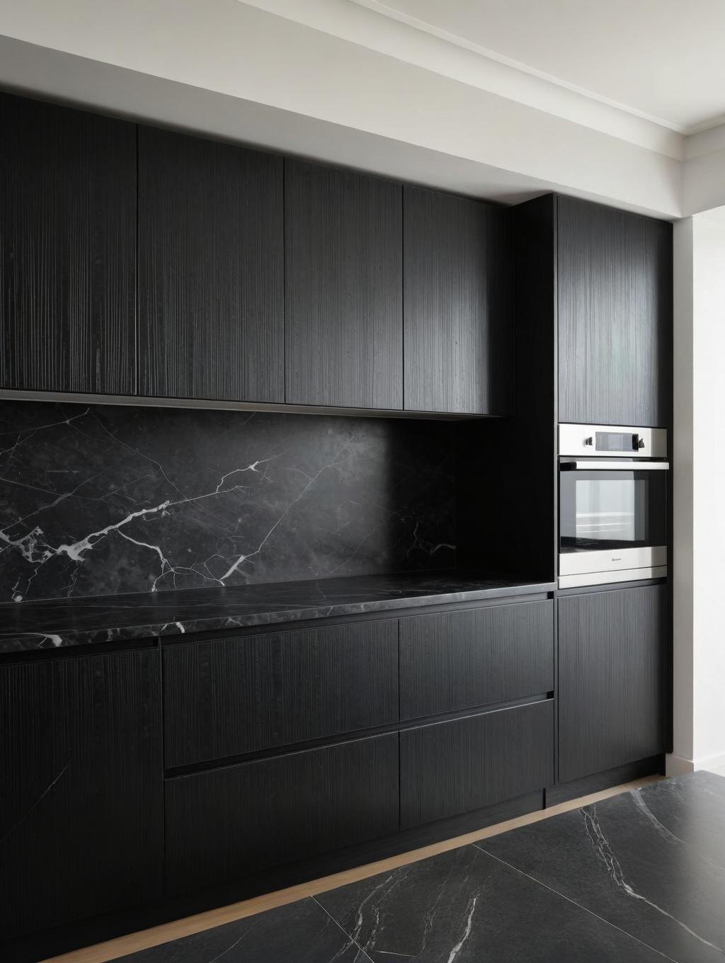Black Kitchens with Marble Countertops