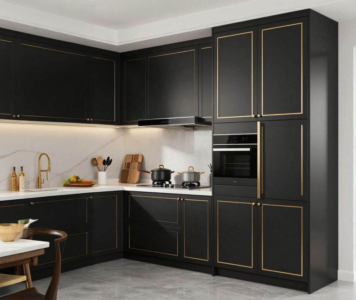 Bronze And Black Metal Kitchen Cabinets